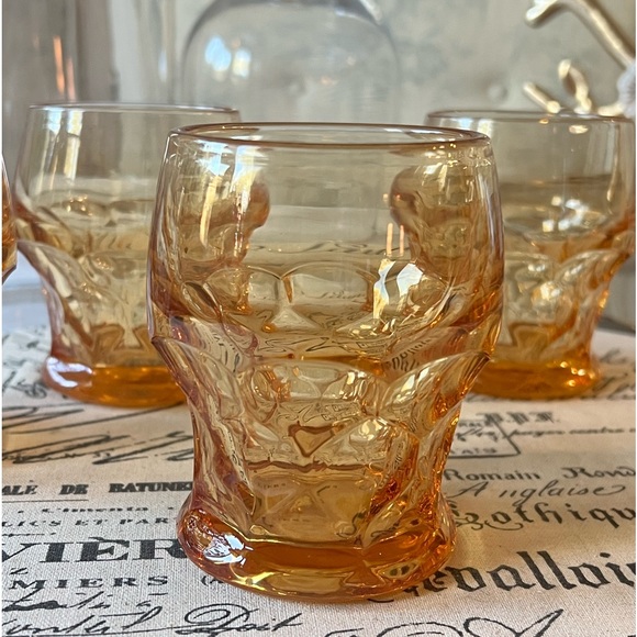 Vintage Amber Anchor Hocking 8 oz Glasses SET/5 - Picture 4 of 5